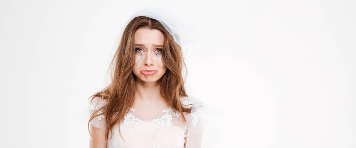 bride crying sad
