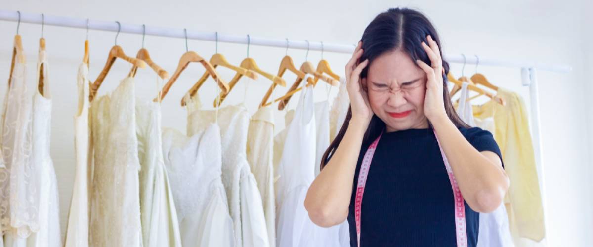 stressed out bridal shop worker