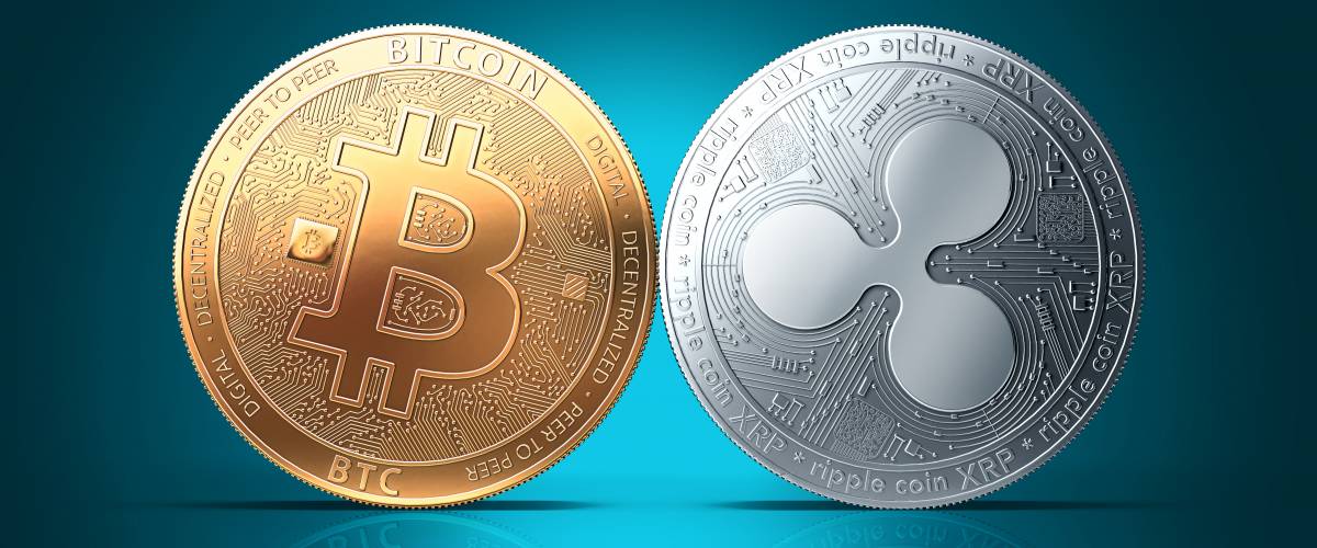 Bitcoin and Ripple XRP side by side