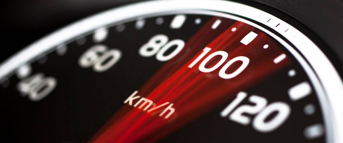 Close up of car speed meter