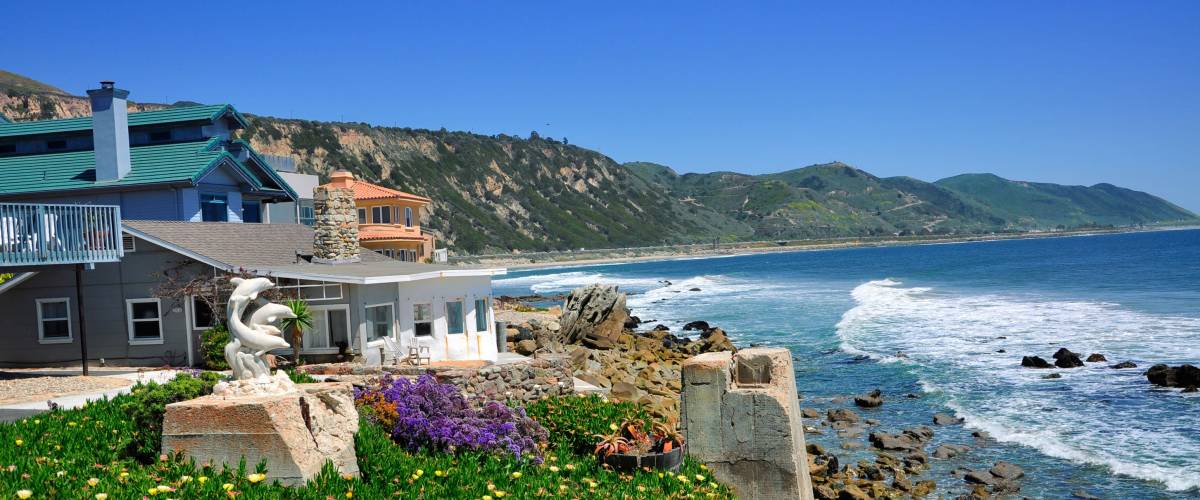 Beach house along the coast of California