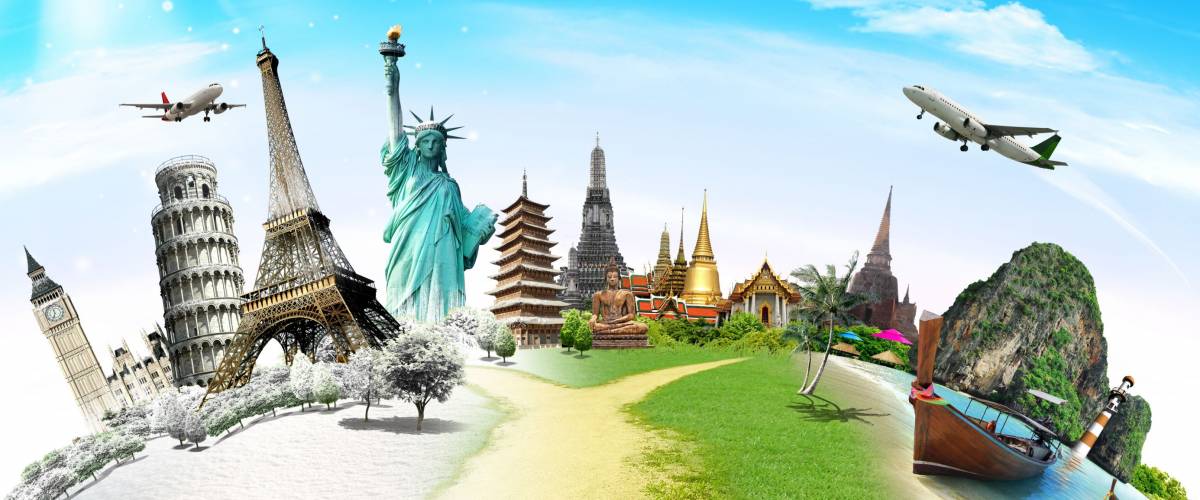 Travel the world monument concept