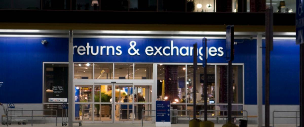 Returns and Exchanges IKEA sign