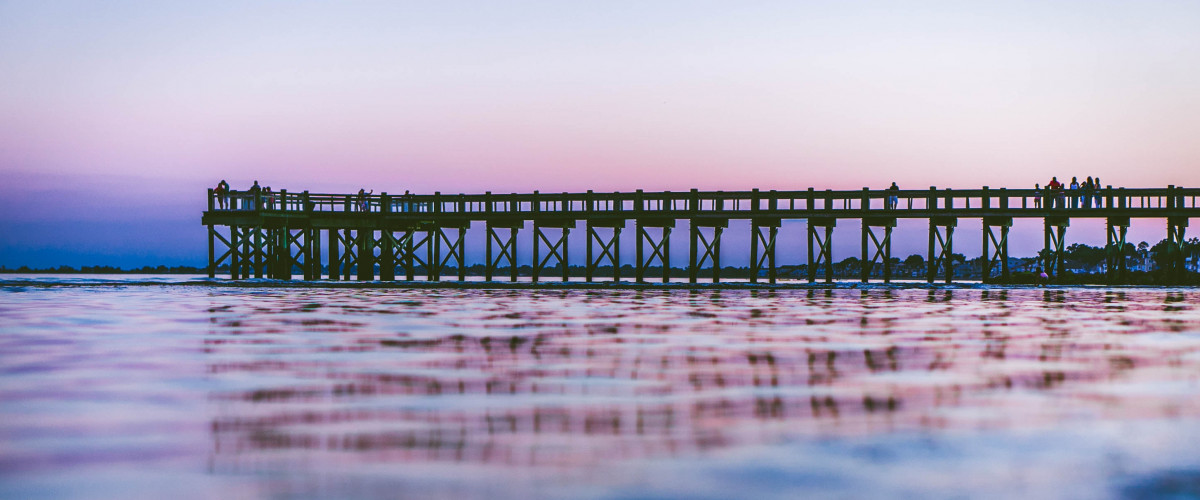 Pier at dusk with a beautiful sunset