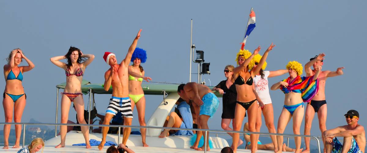 Passengers partying on board a cruise ship