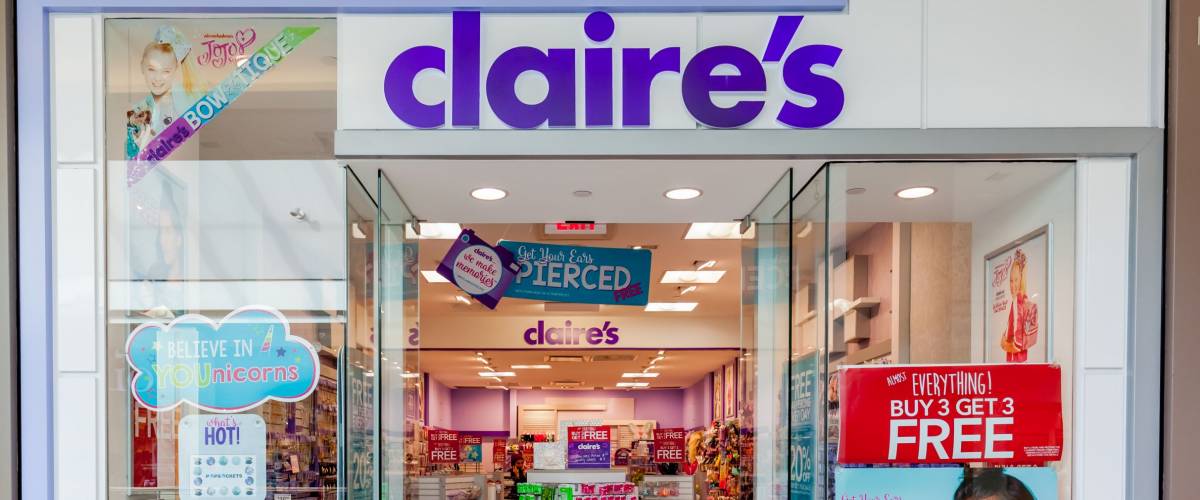 Toronto, Canada - February 7, 2018: Claire's storefront in Fairview Mall in Toronto. Claire's is an American retailer of accessories and jewelry primarily aimed toward girls and young women.