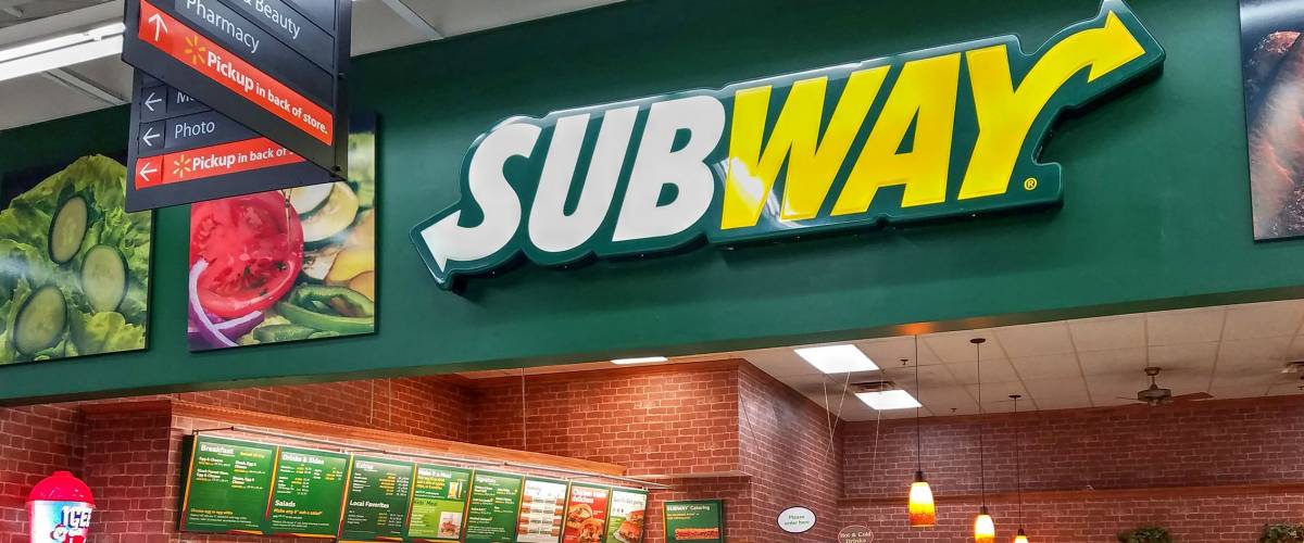 HDR image, Subway sandwich restaurant shop located inside Walmart retail store - Peabody, Massachusetts USA - February 12, 2018