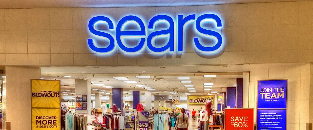 HDR image, Sears retailer storefront entrance, shopping mall - Saugus, Massachusetts USA - September 2, 2017