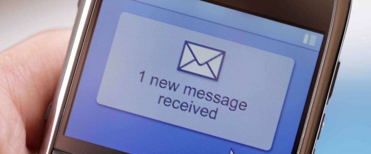 Text message received on a mobile phone