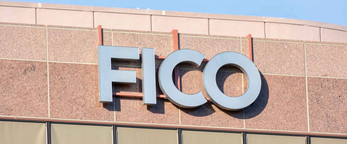 FICO sign on headquarters of Fair Isaac Corporation in Silicon Valley. FICO is a data analytics company focused on credit scoring services - San Jose, California, USA - June 16, 2019