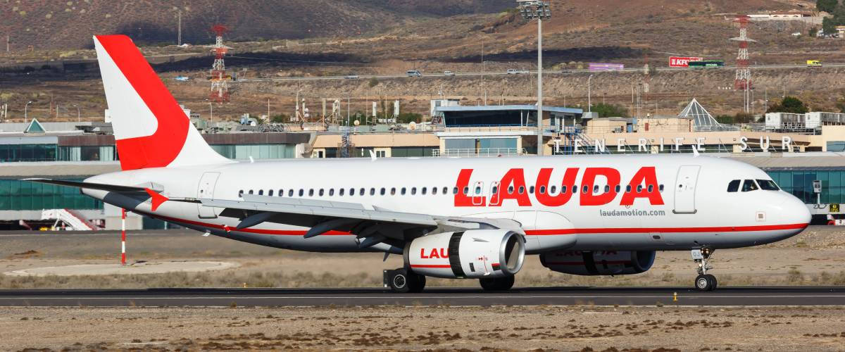 Laudamotion airplane on ground.