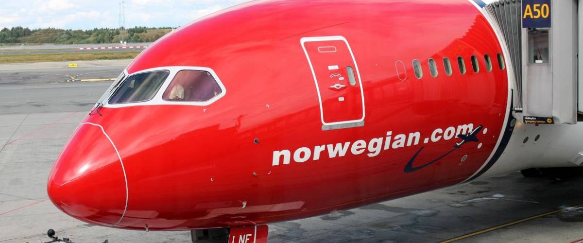 Norwegian airplane on the ground.