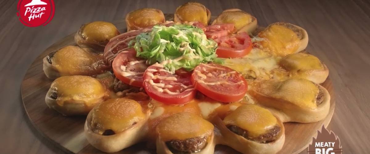 Burger patty crust on pizza