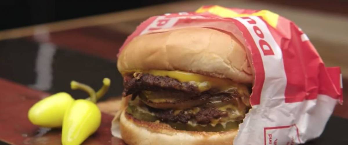 Burger with mustard cooked into it