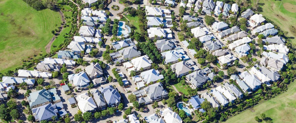 Aerial view of luxury australian neighborhood